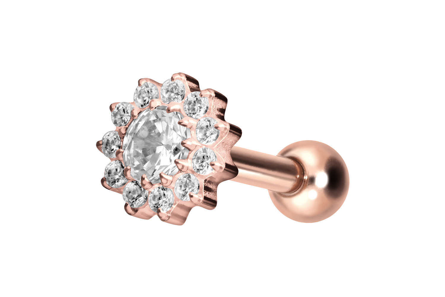 Titan Ohrpiercing mit Innengewinde KRISTALLBLUME